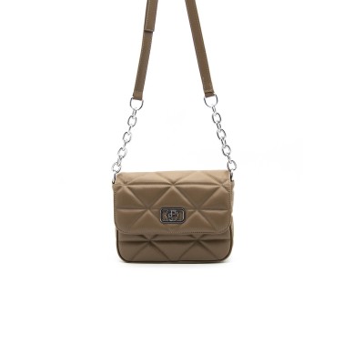 Silver Polo Βιζόν Γυναικεία Τσάντα χιαστί μονής θήκης με τριγωνικό μοτίβο