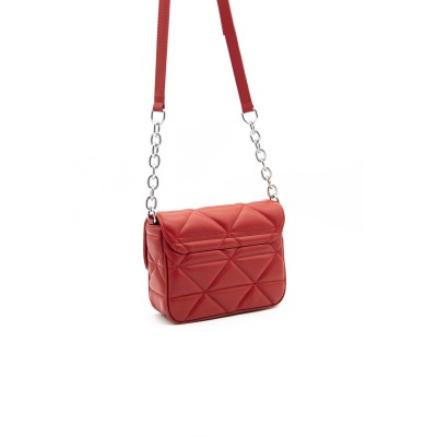 Silver Polo Κόκκινο Γυναικεία Τσάντα χιαστί μονής θήκης με τριγωνικό μοτίβο