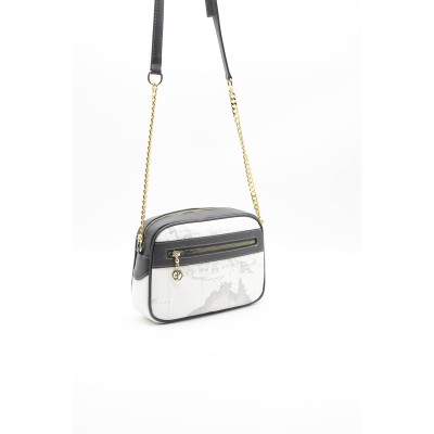 Silver Polo Λευκή Γυναικεία Tσάντα χιαστί μονής θήκης με λουράκι αλυσίδα