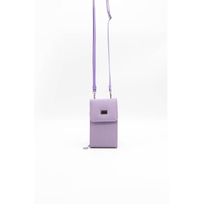 Silver Polo Λιλά Γυναικείο Πορτοφόλι & Θήκη Κάρτας/Τηλεφώνου με λουράκι και τρεις θήκες