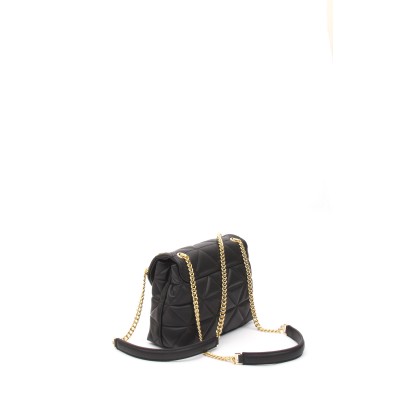 Silver Polo Μαύρη Γυναικεία τσάντα χιαστί με λουράκι αλυσίδα