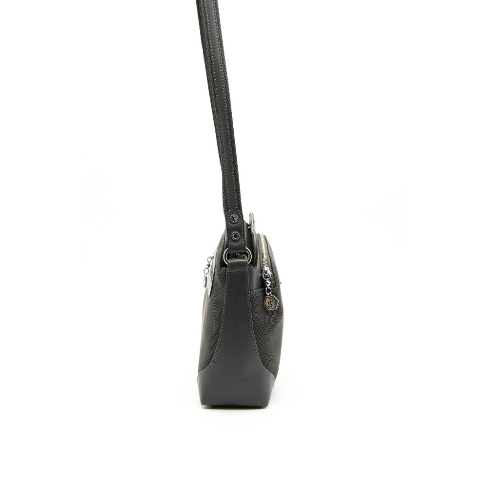 Silver Polo Mαύρη Γυναικεία τσάντα χιαστί/Messenger με μονής θήκης SP364-5