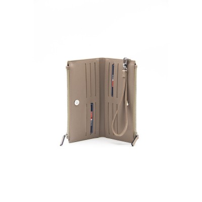 Silver Polo Μπεζ Γυναικείο Πορτοφόλι & Θήκη Κάρτας με λουράκι χειρός