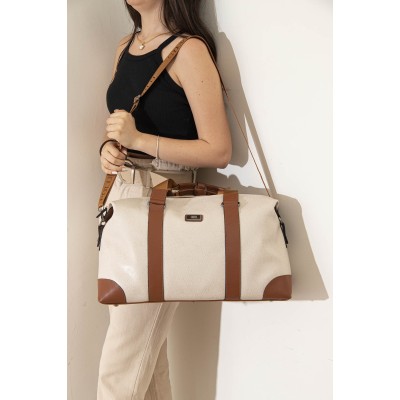 Silver Polo Μπεζ Ταμπά Γυναικεία τσάντα ταξιδιού μονής θήκης 