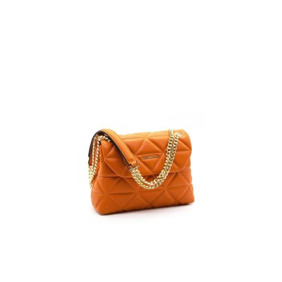 Silver Polo Πορτοκαλί Γυναικεία τσάντα χιαστί με λουράκι αλυσίδα