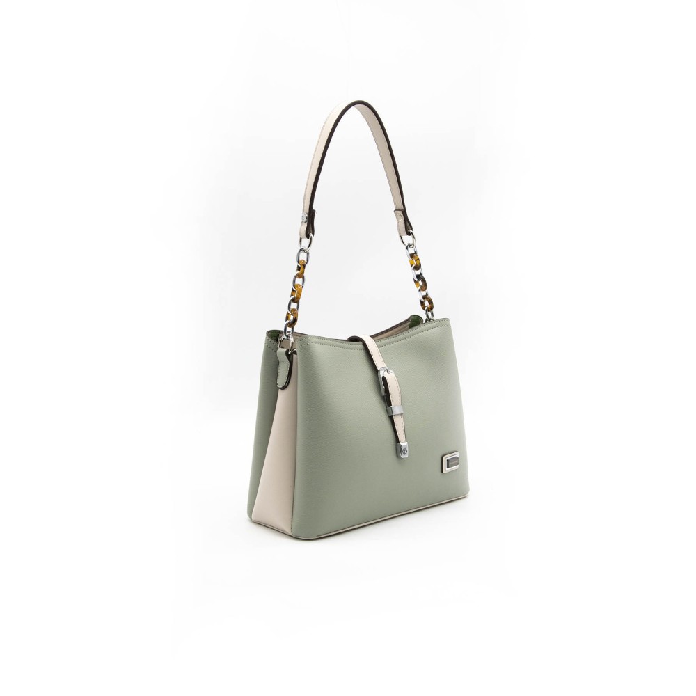 Silver Polo Πράσινο της Ελιάς Γυναικεία τσάντα ώμου με τρεις θήκες SP974-1