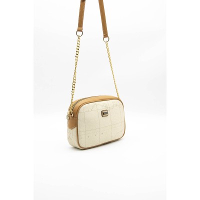 Silver Polo Σκούρο Μπεζ Γυναικεία Tσάντα χιαστί μονής θήκης με λουράκι αλυσίδα