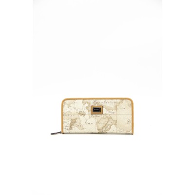 Silver Polo Μπεζ Γυναικείο Πορτοφόλι & Θήκη για κάρτες με μοτίβο χάρτης 